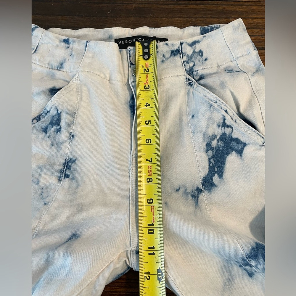 Veronica Beard, sz 25/0, Kallie Straight High Rise light wash tie dye crop jeans - Picture 10 of 12